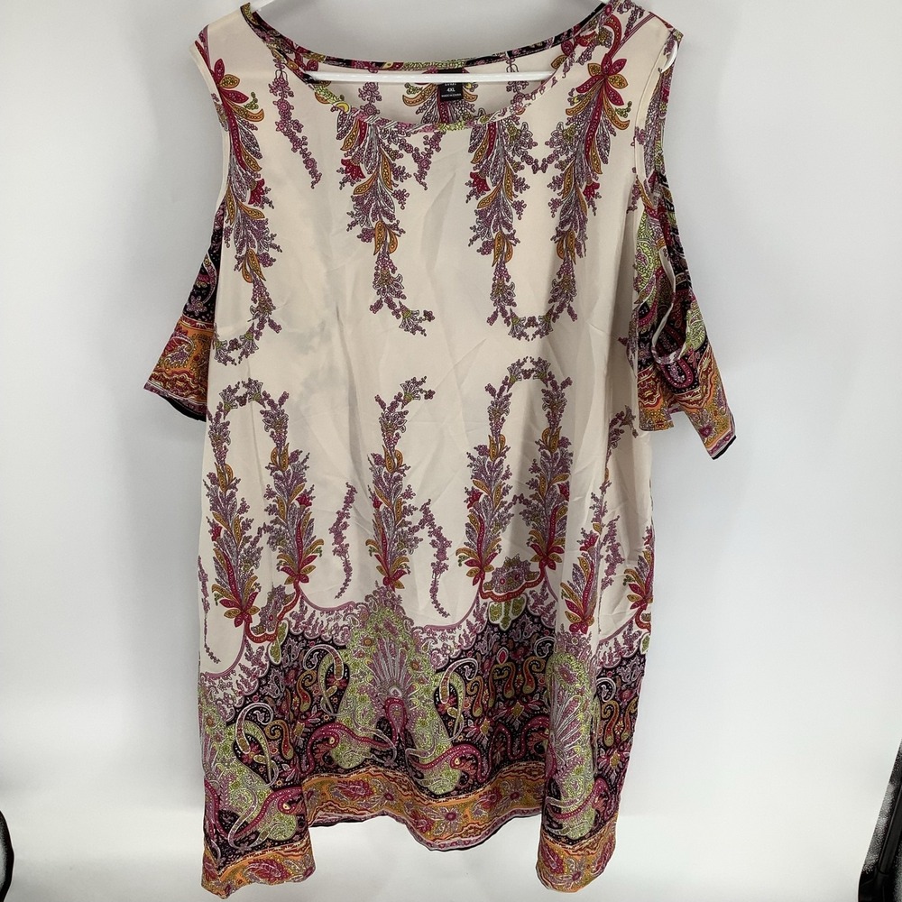 Women's Multicolor Paisley Cold‎ Shoulder Boho 4X